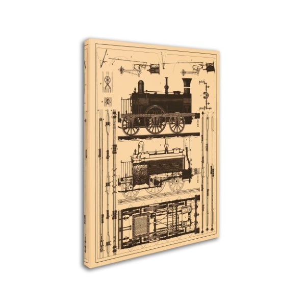 Vintage Apple Collection 'Locomotive Blueprint' Canvas Art,14x19